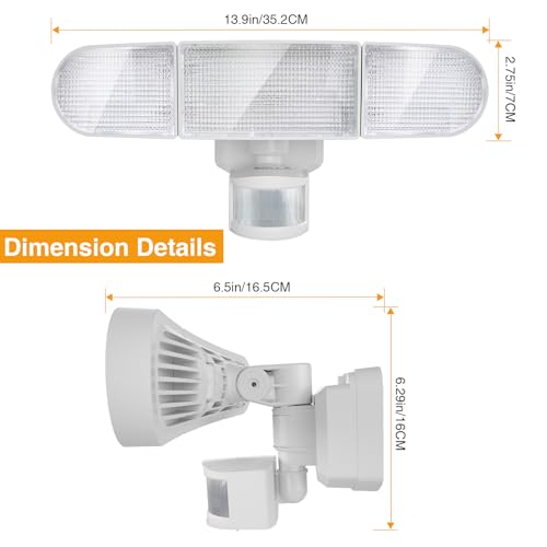 White 3-Head LED Flood Light, 1800LM, 5000K, IP65 Waterproof, Battery Operated Q170