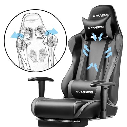 Blue Gaming Chair with Footrest R555876