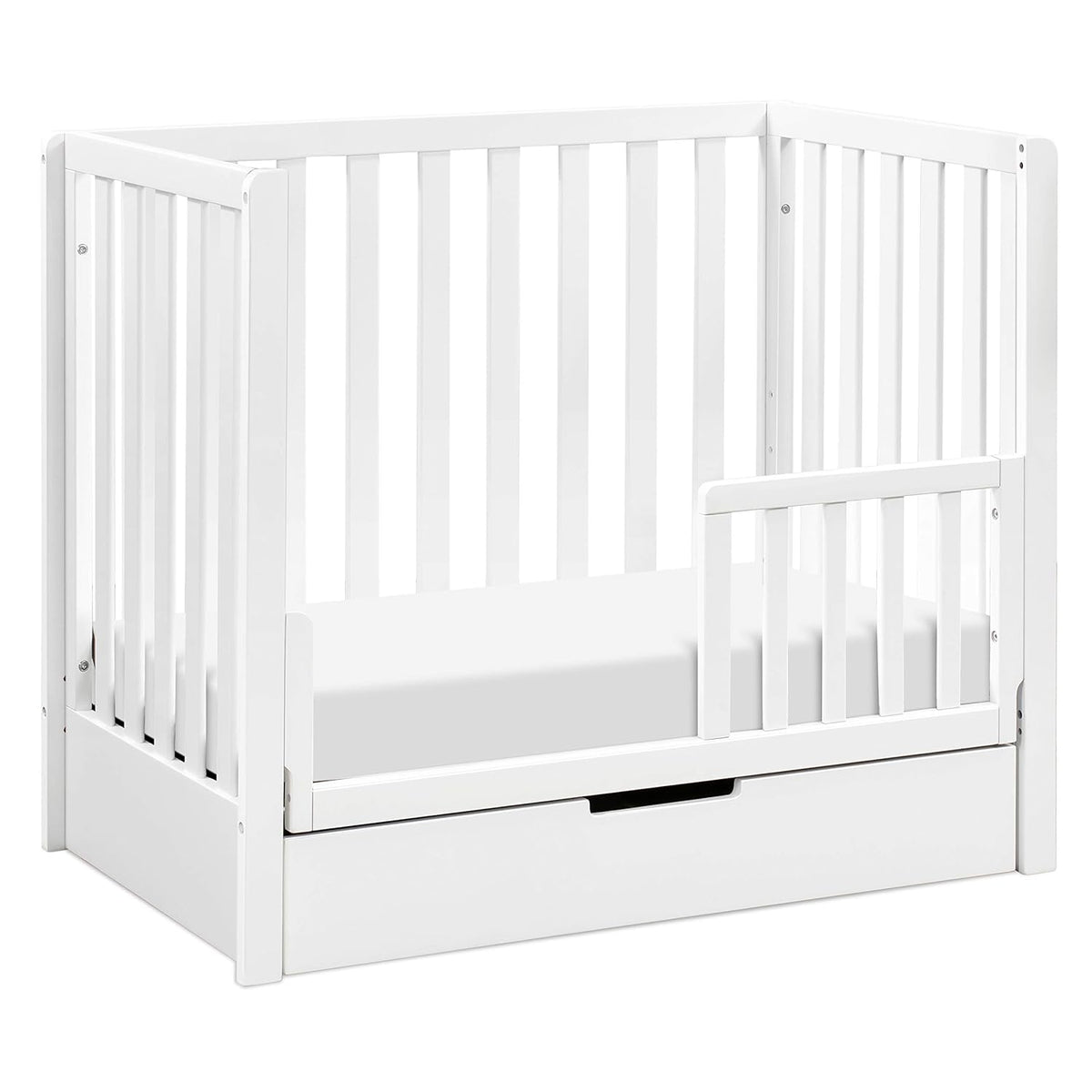 White 4-in-1 Convertible Mini Crib with Trundle Drawer R607310