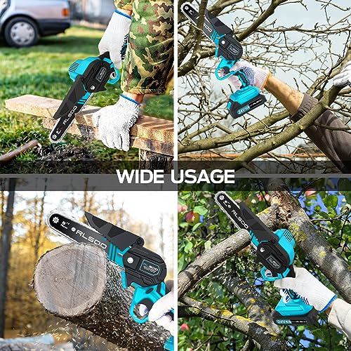6 Inch Cordless Electric Chainsaw with 2 Batteries and 3 Chains B406215