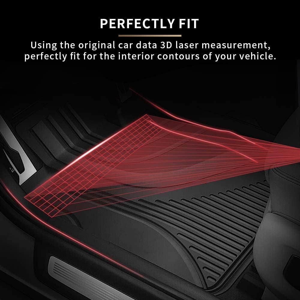 Heavy Duty Black TPE All Weather Car Floor Mats, 1st & 2nd Row Full Set H2262
