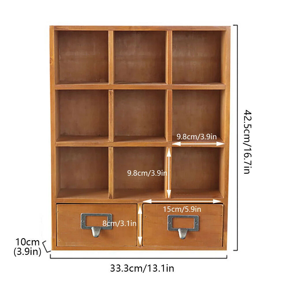2 Drawer Wooden Storage Shelf Q504