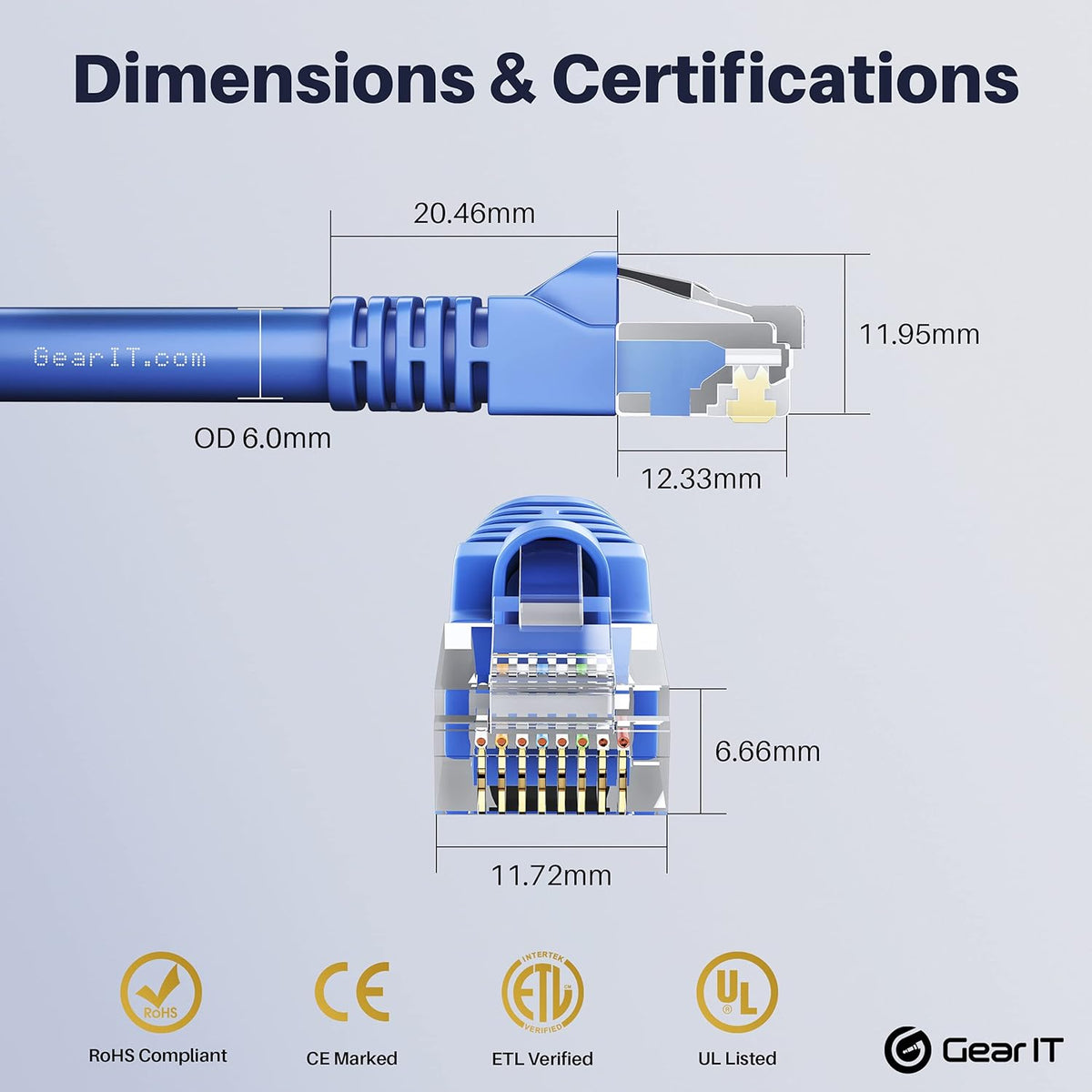 Cat 6 Ethernet Cable Snagless Patch 0.5 Feet Blue G932034