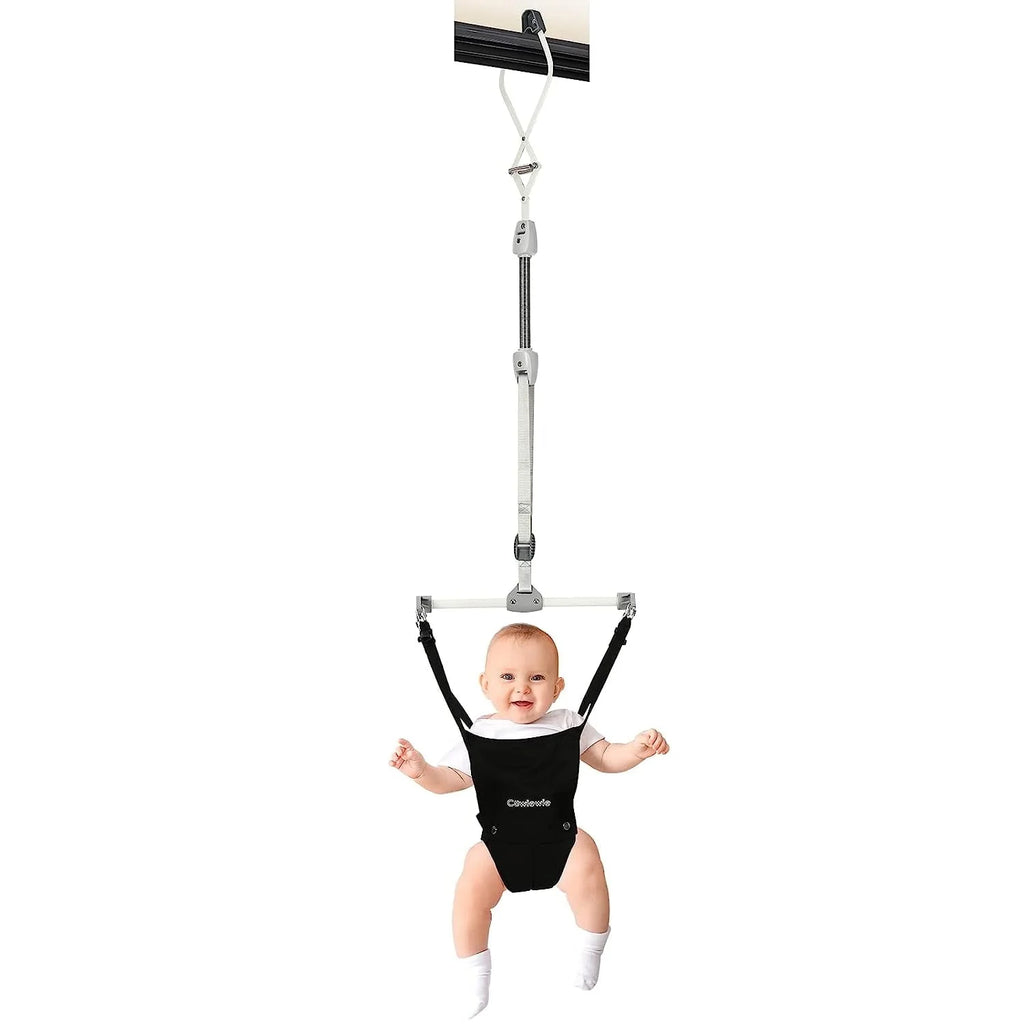 2 in 1 Baby Door Jumper, Adjustable Strap and Seat, Black R156