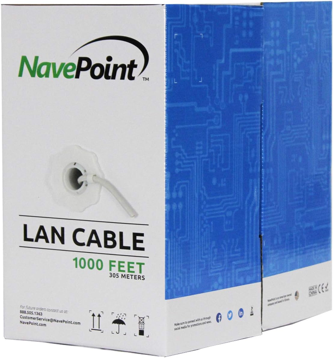 CAT5e 1000ft Grey Solid Bulk Ethernet Cable 24AWG 4 Pair UTP Pack of 2 U3012