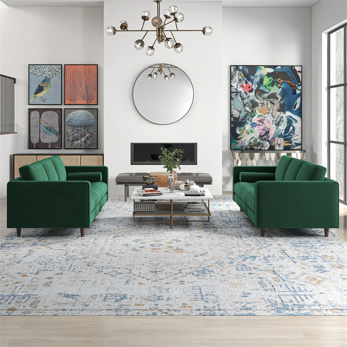 Green Velvet Sofa Set I24636
