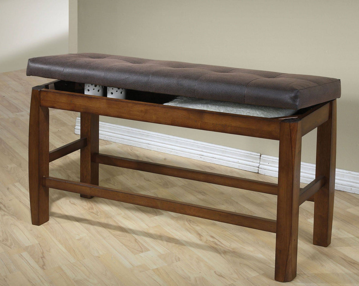 Brown PU & Oak Counter Height Bench with Storage M8259