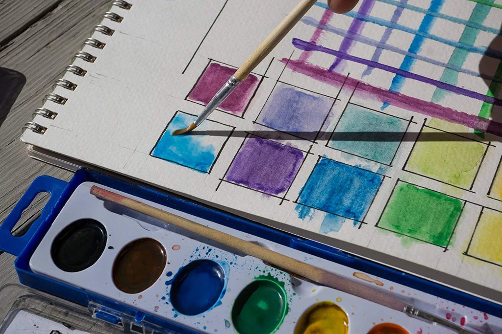 18 Packs Washable Watercolor Paint and Wood Brushes W58759