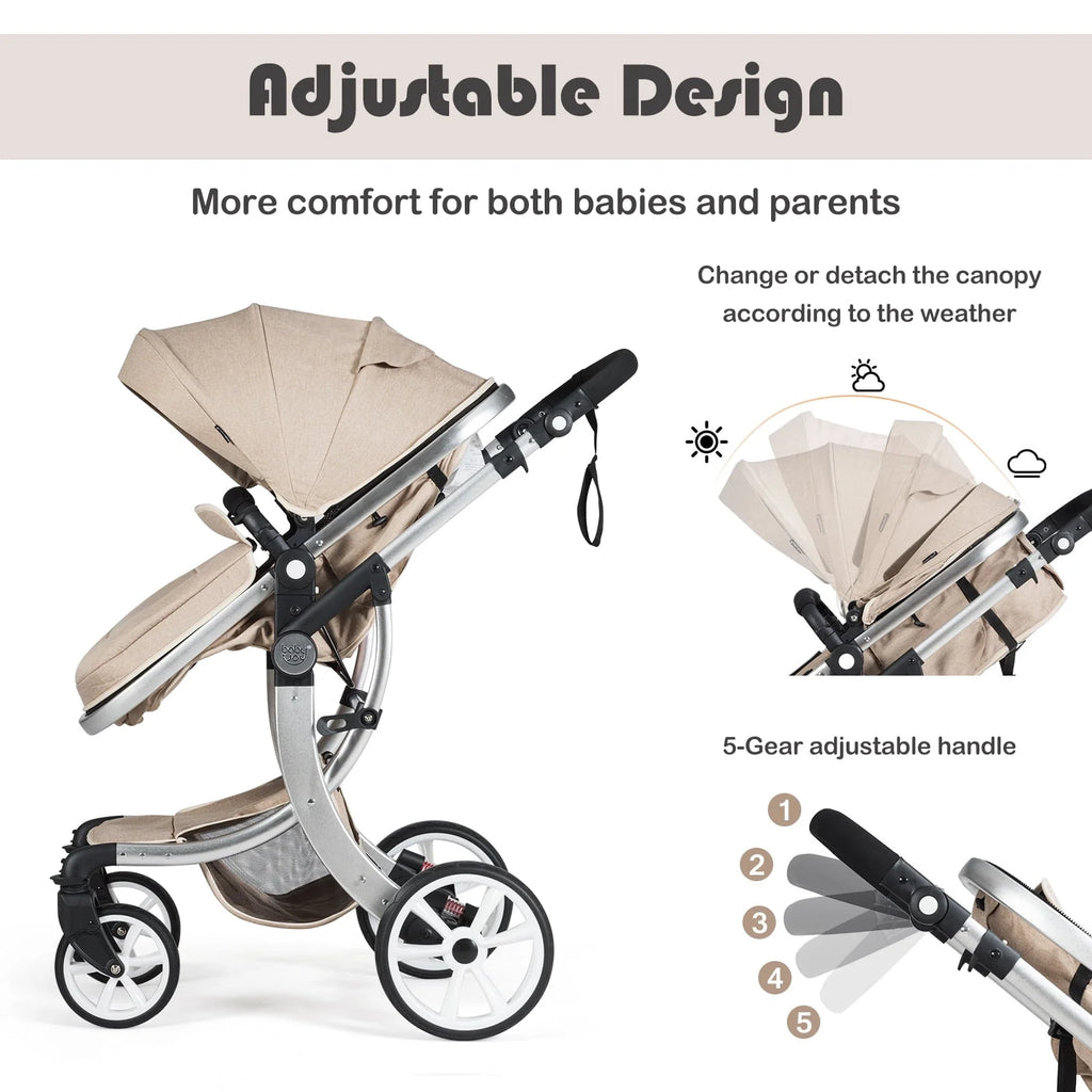 2-in-1 Baby Stroller with Reversible Seat Black M421