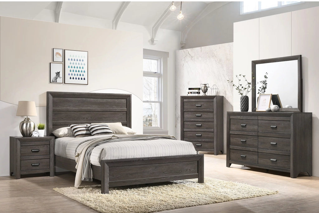 Queen Size 5pc Bedroom Furniture Set with Dresser Mirror Nightstand C1133
