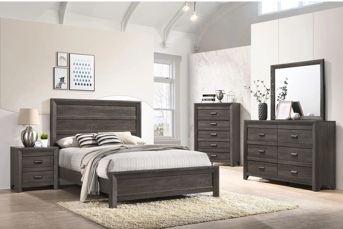 Queen Size 5pc Bedroom Furniture Set with Dresser Mirror Nightstand C1133