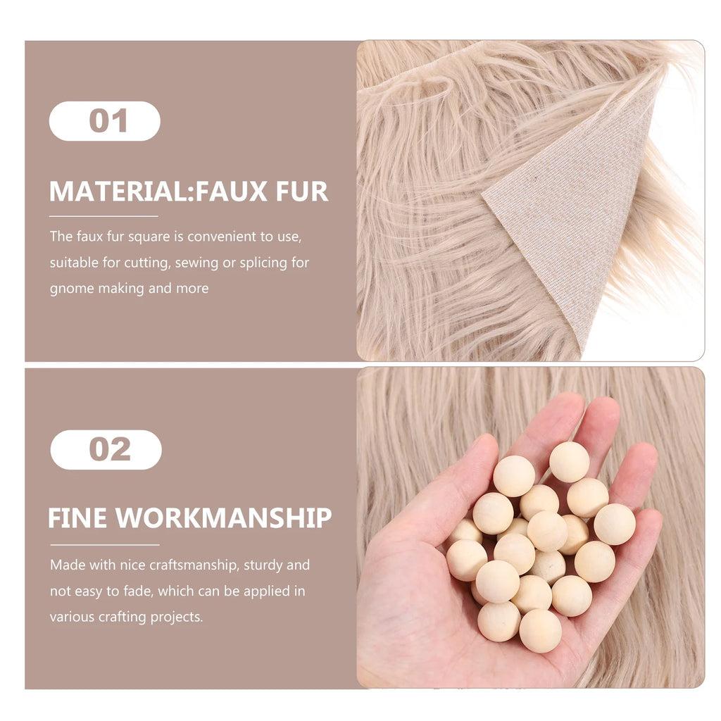 4 Sets DIY Gnome Doll Making Supplies with Faux Fur Fabric and Wooden Balls O228752