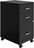 3 Drawer Metal Mobile File Cabinet with Lock, Black D27328