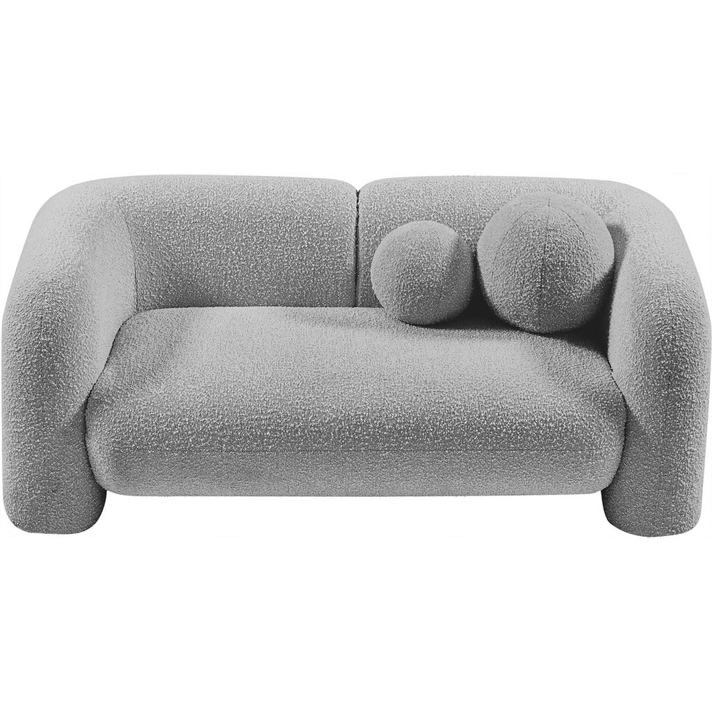 Grey Boucle Fabric Loveseat R54794