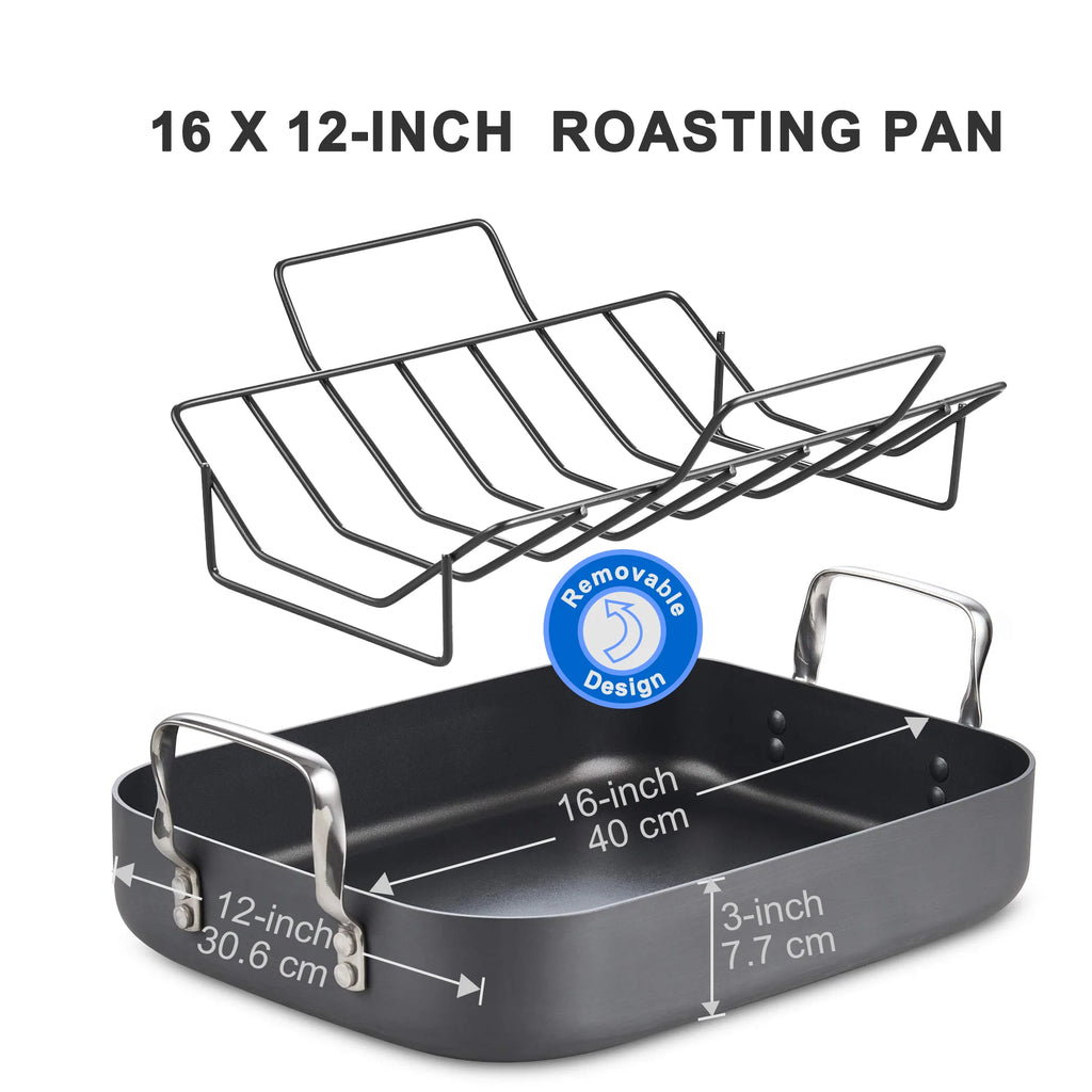 Hard Anodized Nonstick Roasting Pan with Rack J16626