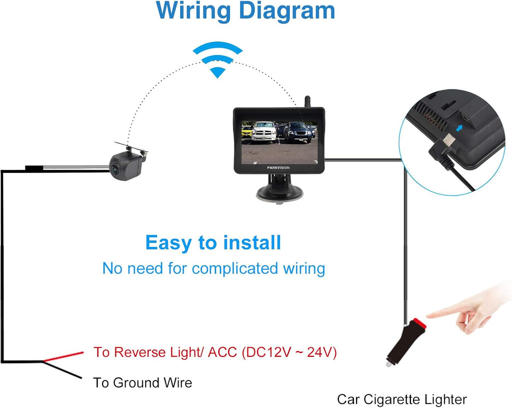 Digital Wireless Backup Camera Kit with 4.3'' HD Monitor IP68 Waterproof I771