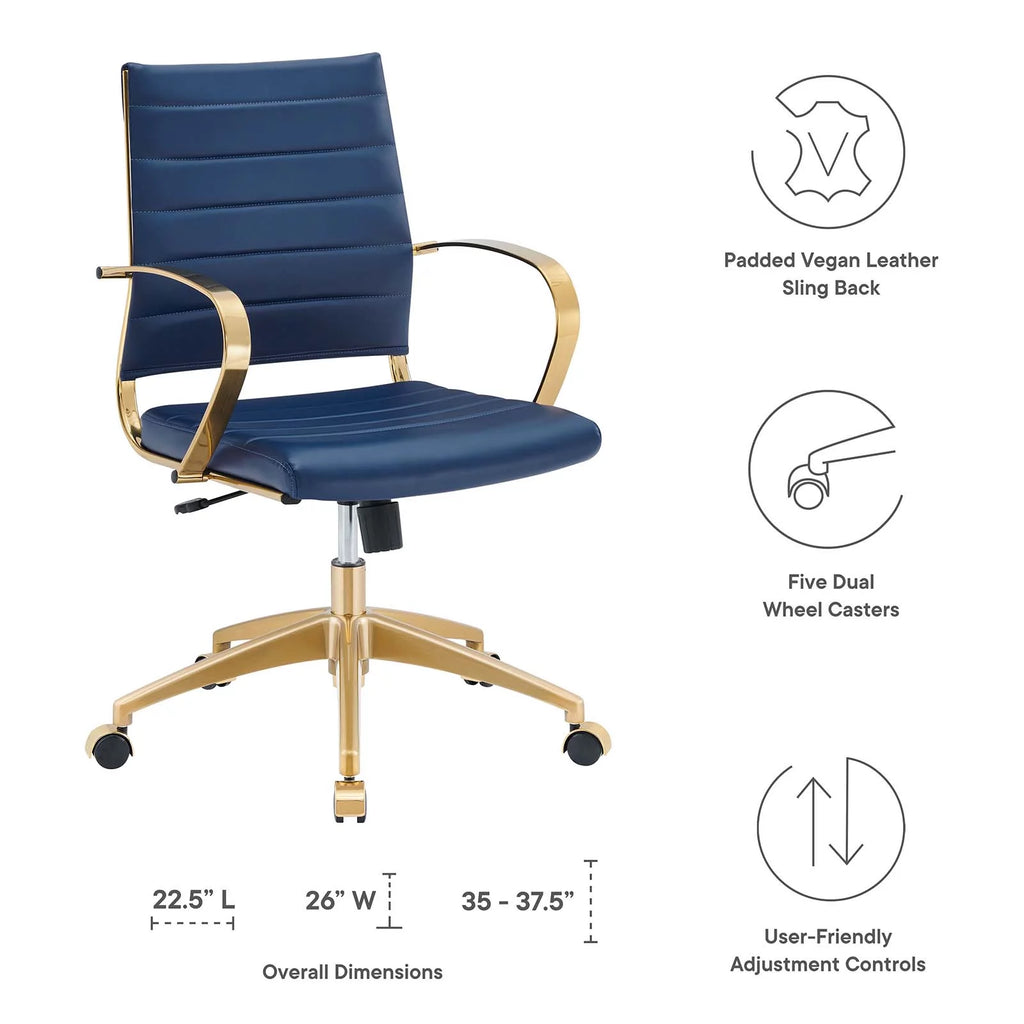 Navy Gold Faux Vinyl Leather Office Chair Z9590