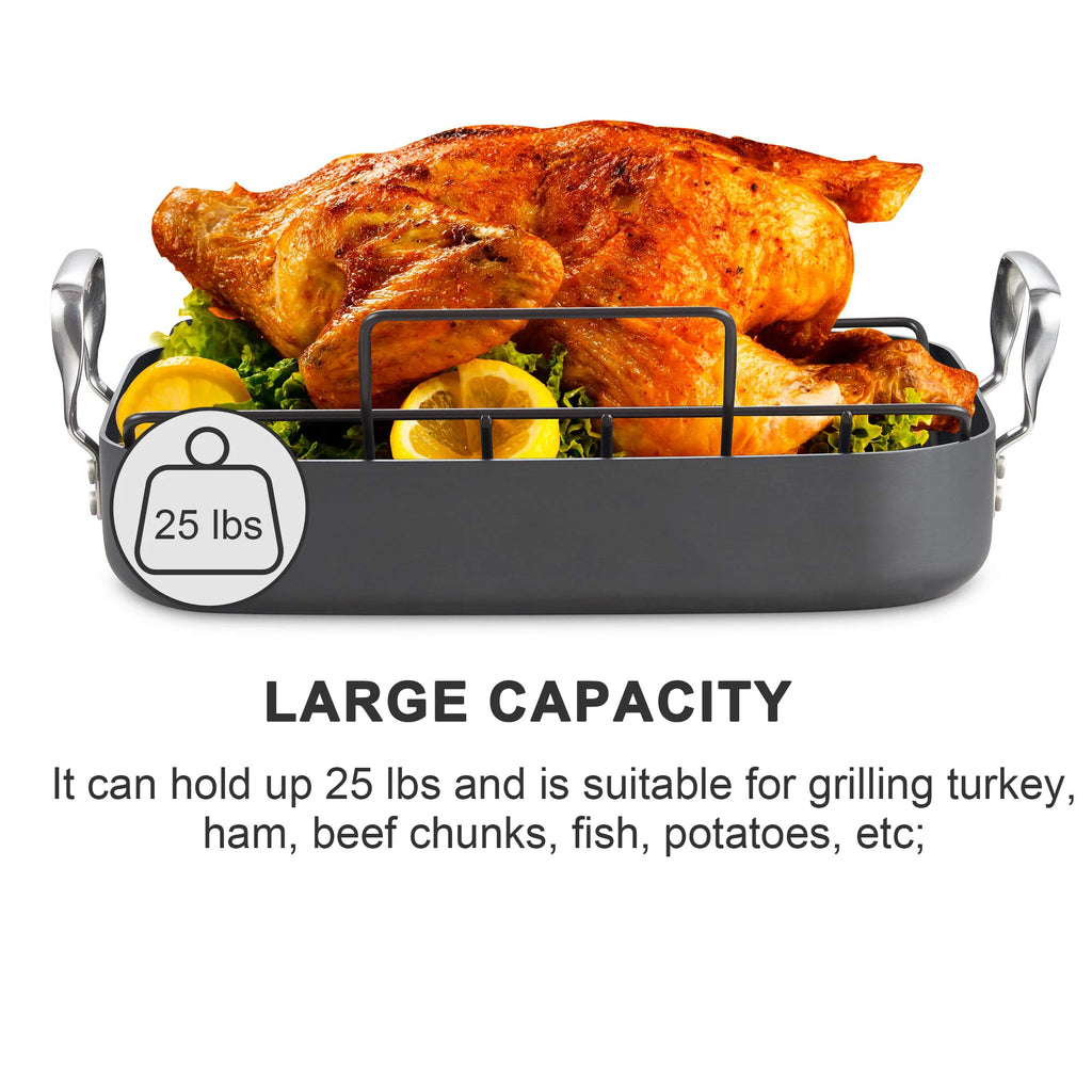 Hard Anodized Nonstick Roasting Pan with Rack J16626