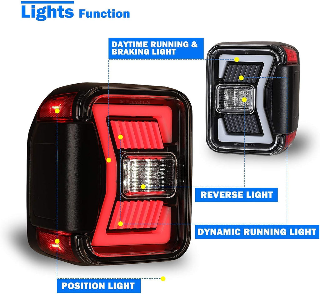 LED Tail Lights Replacement for 2019-2022 Jeep Gladiator Pickup, 1 Pair E85658