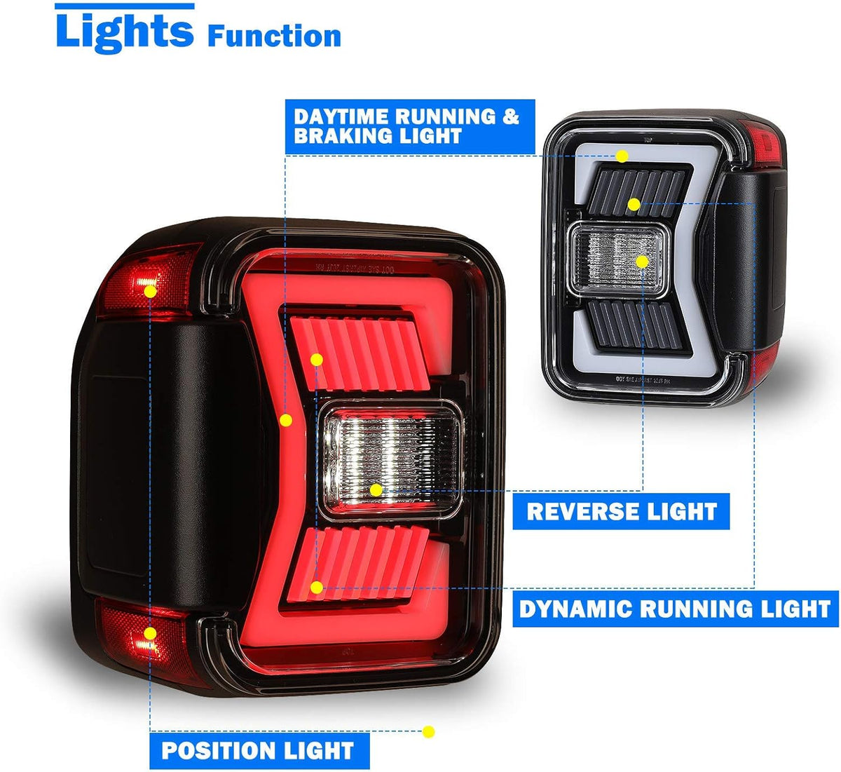 LED Tail Lights Replacement for 2019-2022 Jeep Gladiator Pickup, 1 Pair E85658