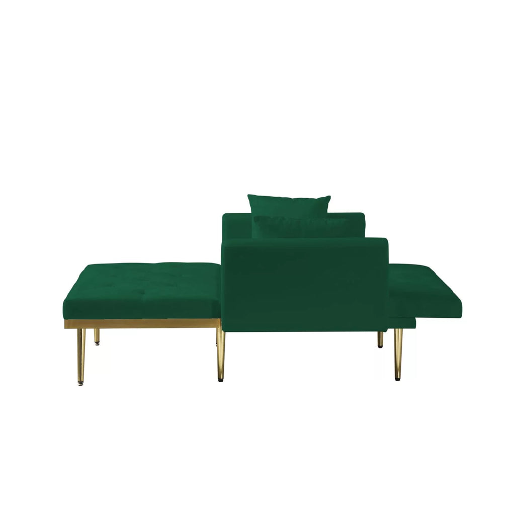 Green Convertible Chaise Lounge Sofa Bed U6506