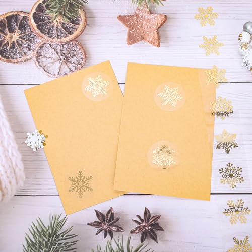 1000Pcs Clear Gold Foil Snowflake Stickers Roll V634877