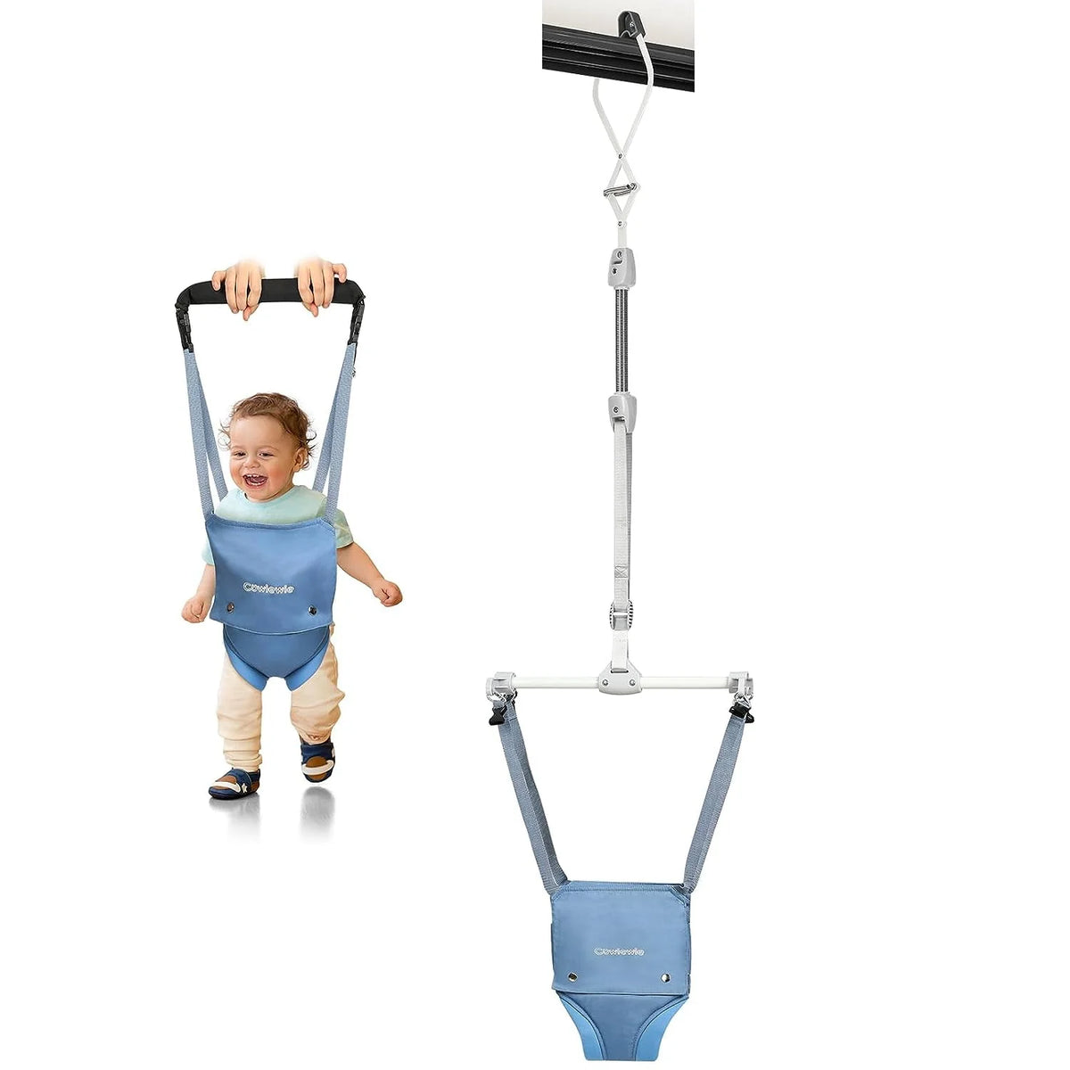 2 in 1 Baby Door Jumper, Adjustable Strap and Seat, Black R156