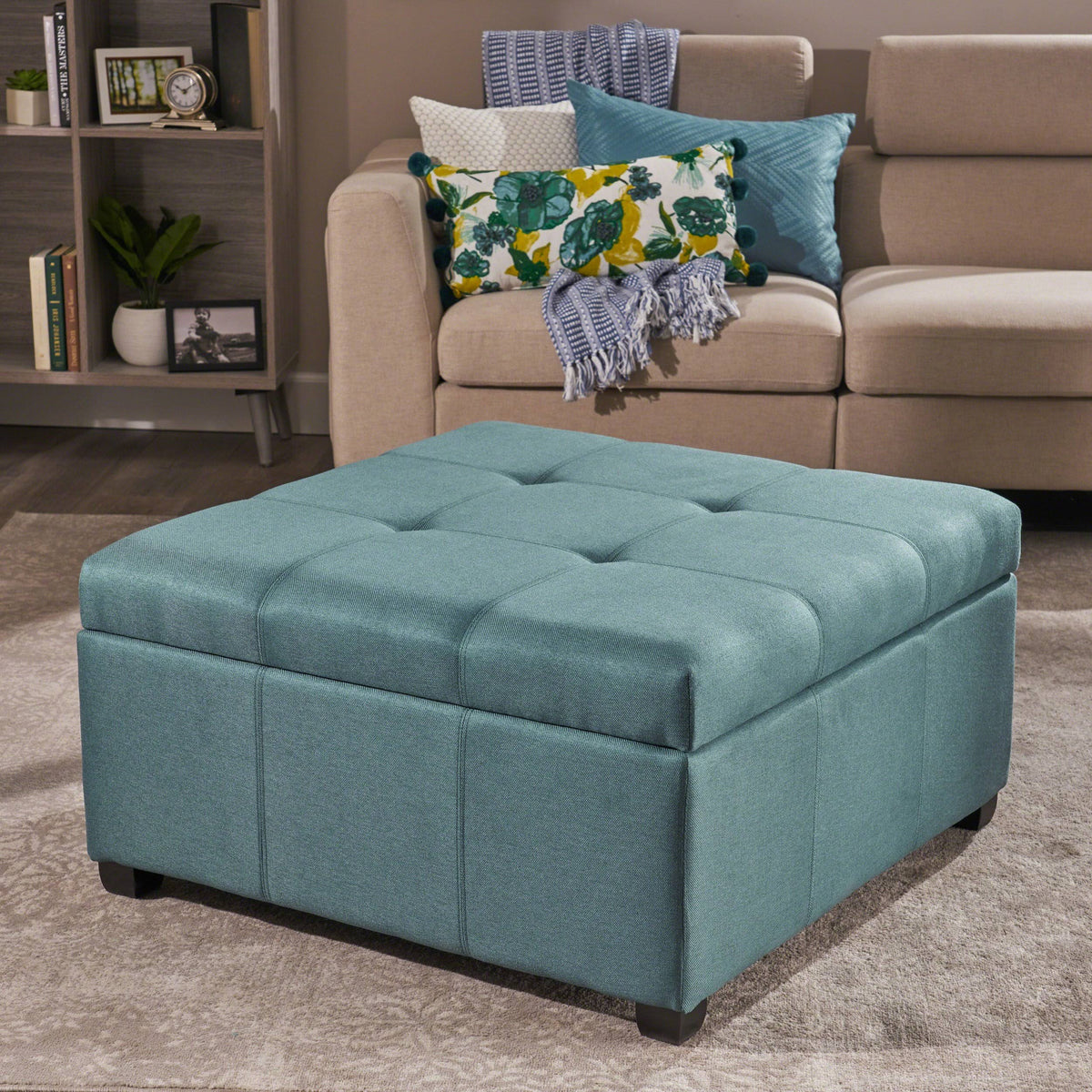 Dark Gray Fabric Storage Ottoman K274059