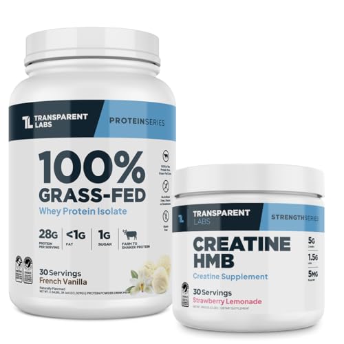 Grass-Fed Whey Protein Isolate (30 Servings, Milk Chocolate) & Creatine HMB (30 Servings, Strawberry Lemonade) Y8759