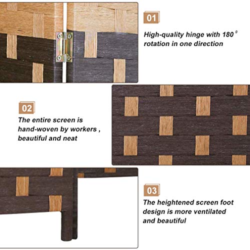 Black 6 Panel 6 ft Foldable Room Divider H846456