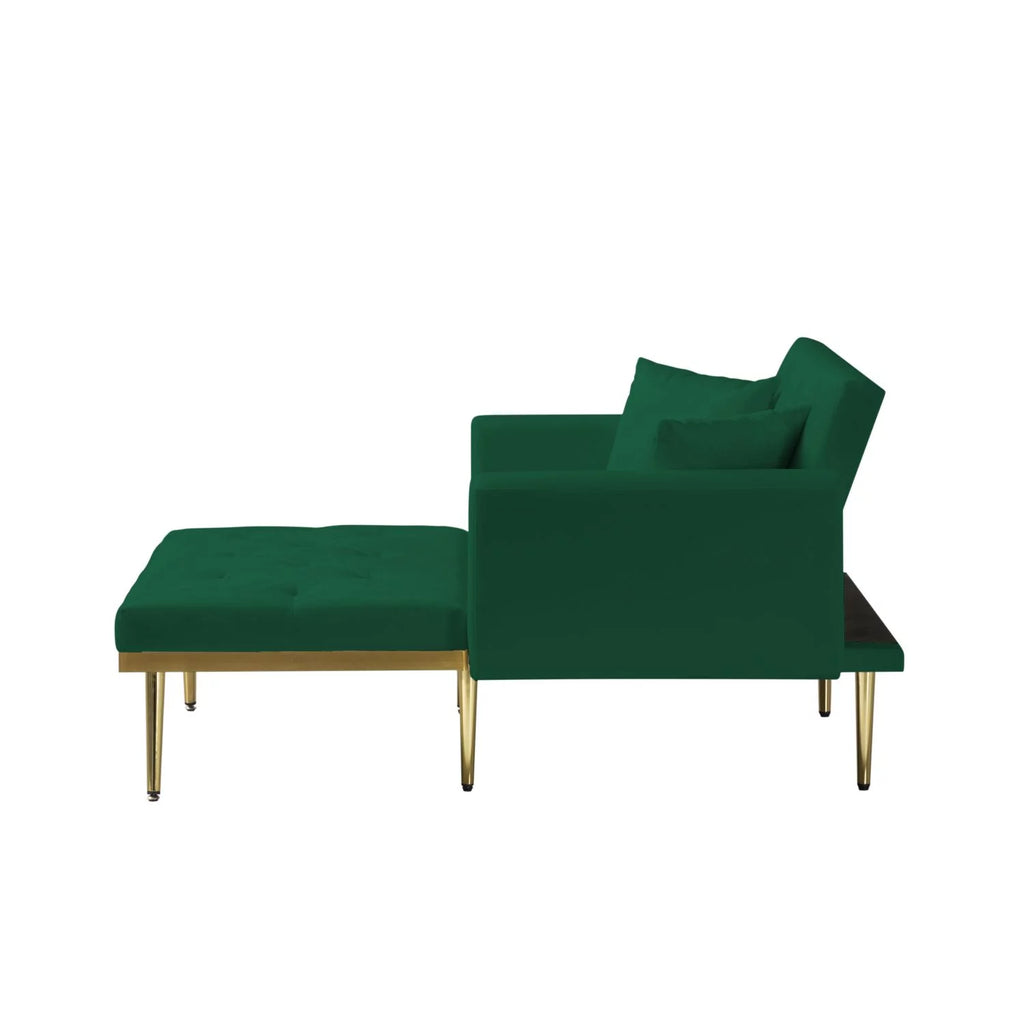 Green Convertible Chaise Lounge Sofa Bed U6506