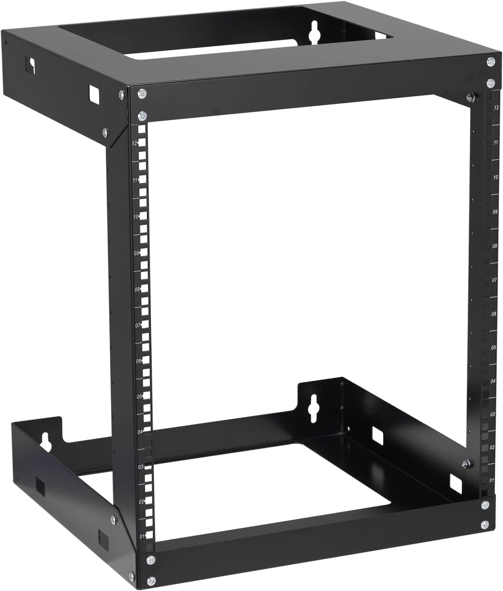 Black 12U 19 Inch 2 Post Wall Mount Open Frame Network Cabinet X870