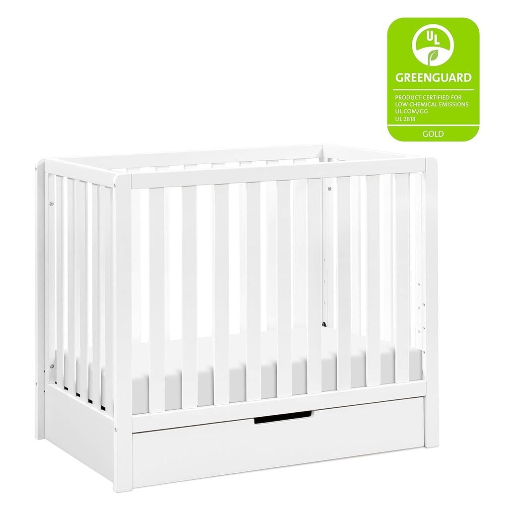 White 4-in-1 Convertible Mini Crib with Trundle Drawer R607310