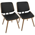 Walnut Black Faux Leather Dining/Accent Chair Set of 2 T18191