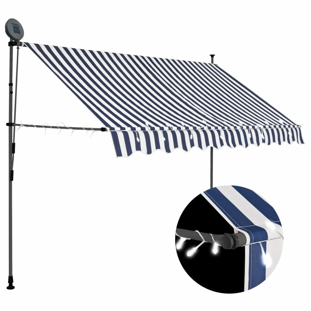 Blue and White Manual Retractable Awning L103723