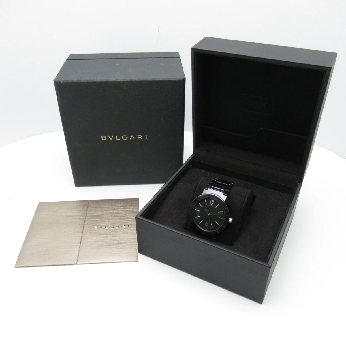 Pre-Owned Black Stainless Steel Mechanical Automatic Wrist Watch W5424