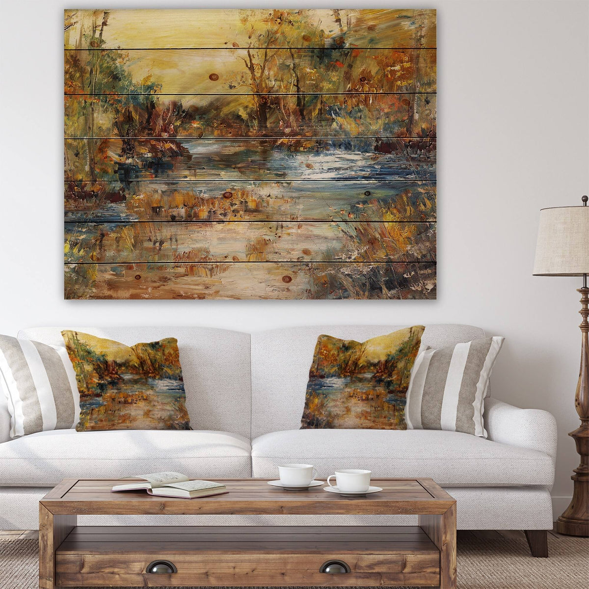 Natural Pine Wood Landscape Print - Multi-Color - 40 in. x 30 in. K360