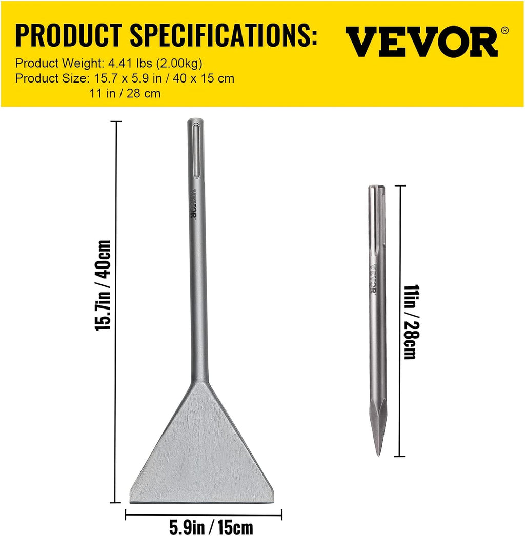 Clay Spade SDS Max Shank 40Cr Steel Jackhammer Bit Pack of 2 U62870