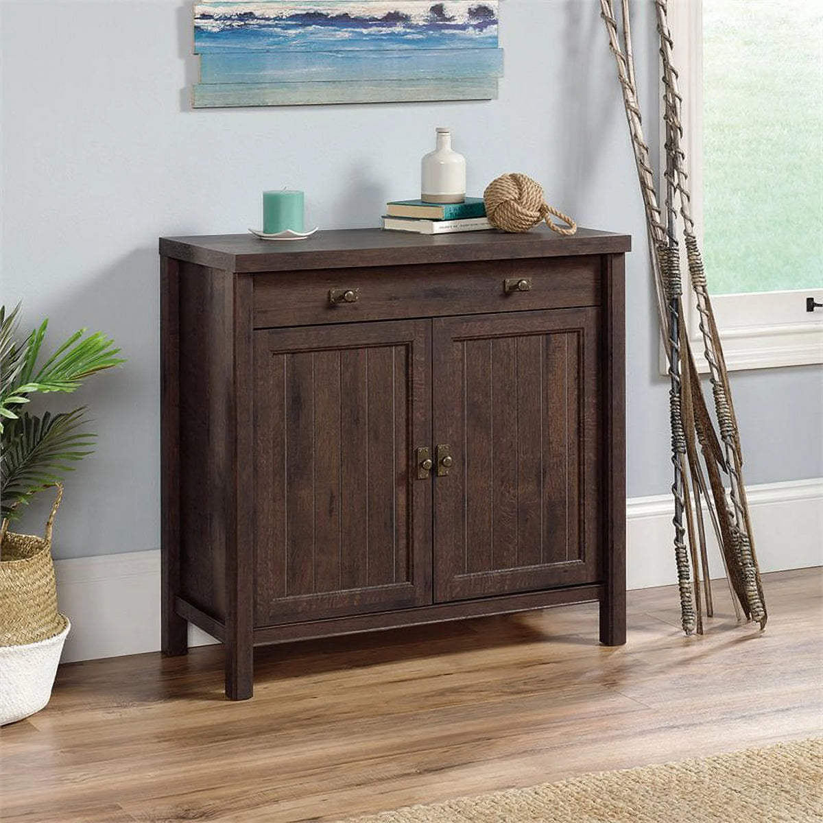Mid-Century Wood Cabinet in Coffee Espresso Oak P8508