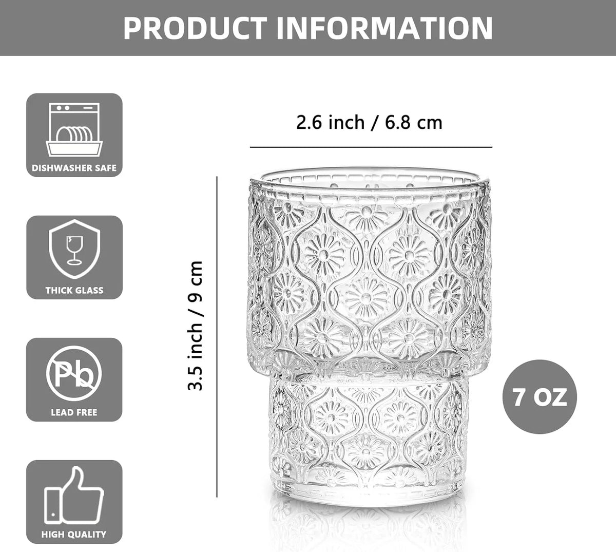 Set of 4 Small Transparent Glass Cups 190ml F3588