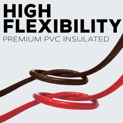 1/0Ga Black/Red Translucent Car Power/Ground Wire 100ft E83639
