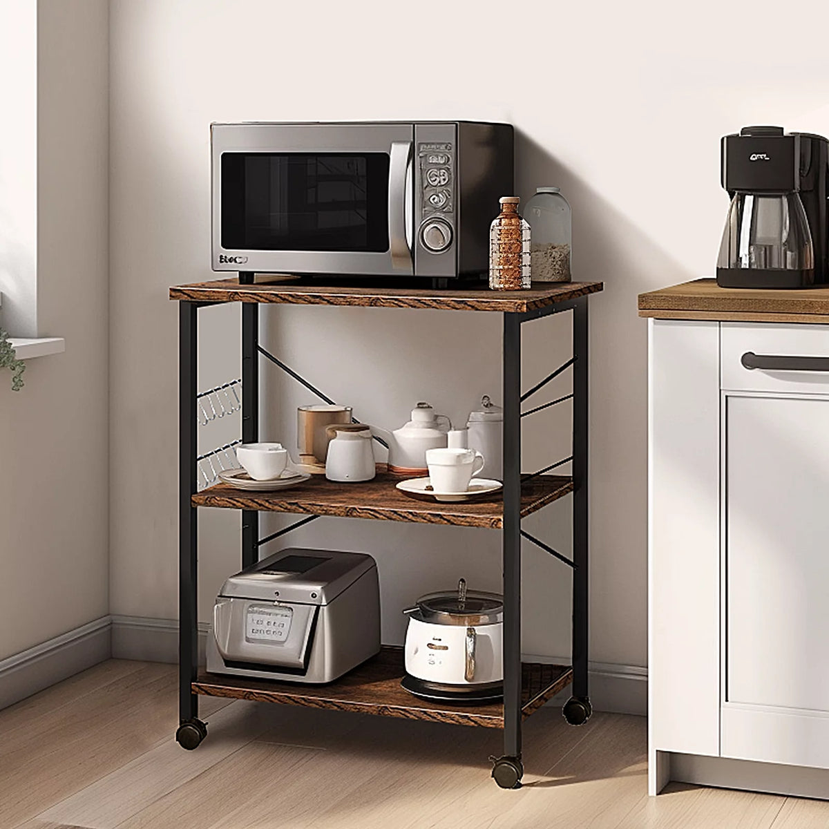 3-Tier Rolling Kitchen Cart with Metal Frame H23912