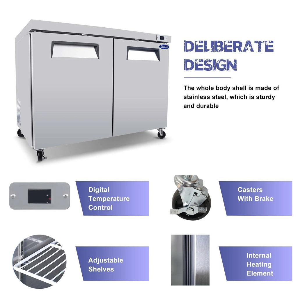 48" Undercounter Worktop Refrigerator Prep Table 14 Cu.Ft 2 Door L744070
