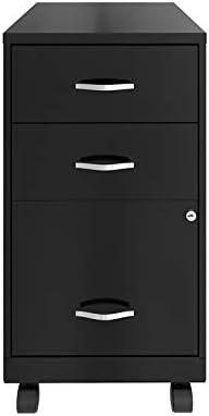 3 Drawer Metal Mobile File Cabinet with Lock, Black D27328