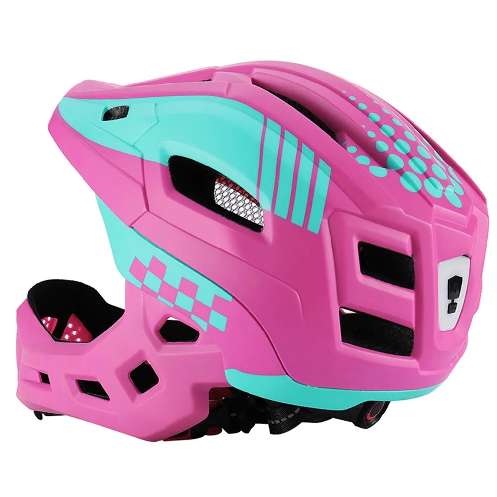 Kid Bike Full Face Helmet with Taillight and Detachable Chin J634