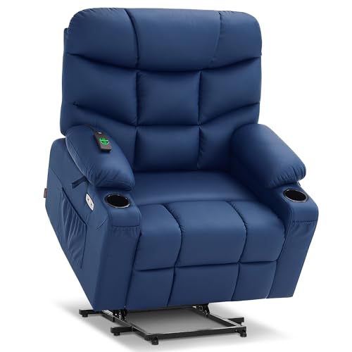 Power Lift Recliner Chair with Extended Footrest Faux Leather L494