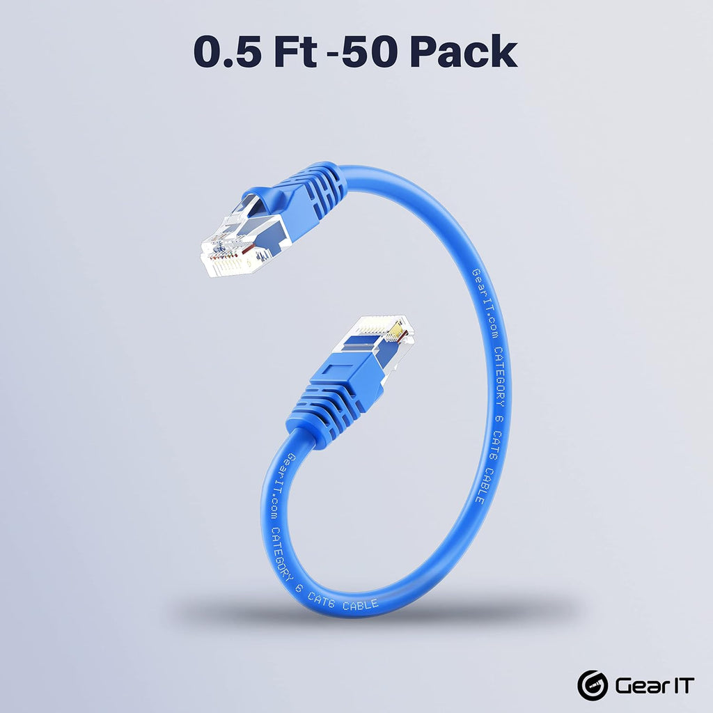 Cat 6 Ethernet Cable Snagless Patch 0.5 Feet Blue G932034