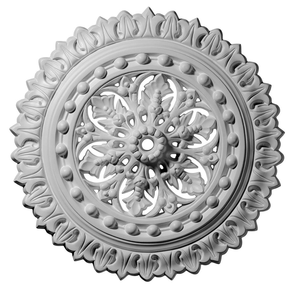 18 1/2 inchod x 7/8 inchid x 1 1/2 inchp Hand-Painted Pale Gold Ceiling Medallion Y177