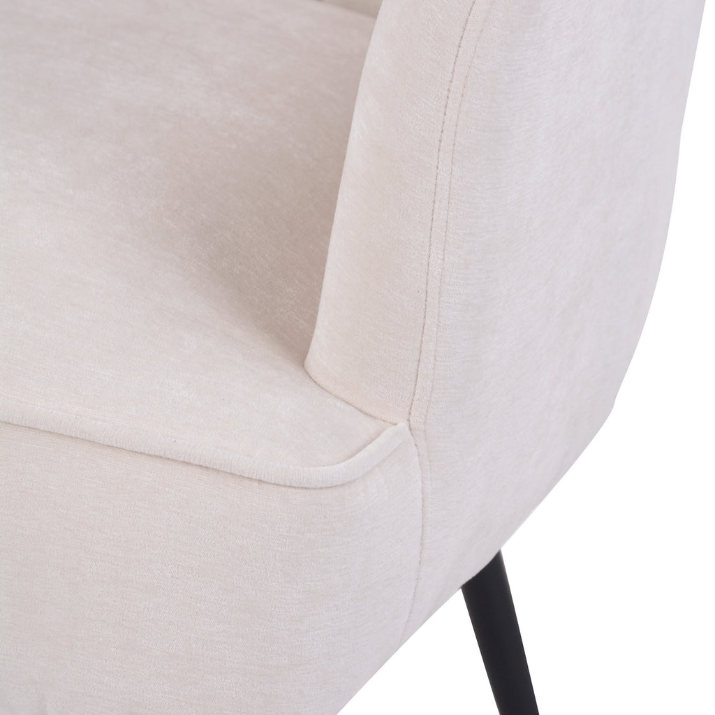White Upholstered Fabric Accent Chair with Wooden Legs W51180