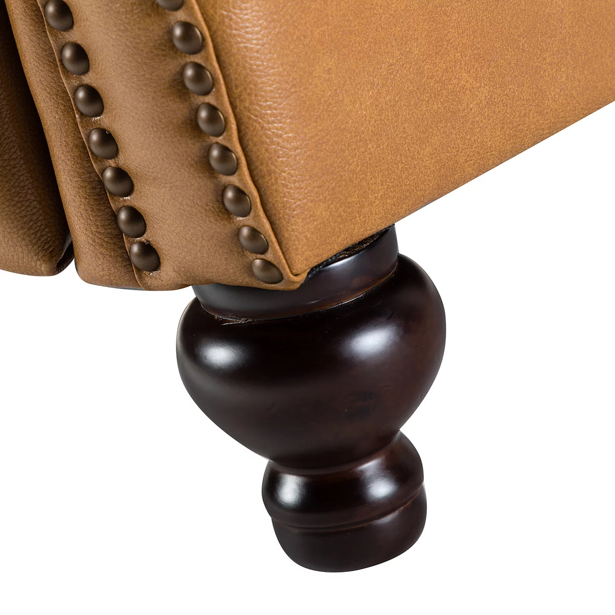 Camel Leather Recliner Chair with Wood Legs K204495